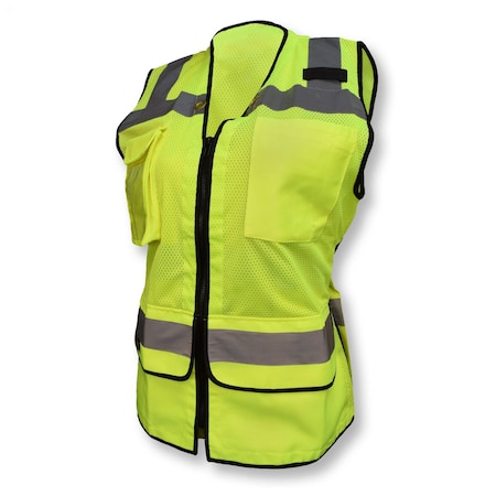 Hi-Vis Ladies Hvy Dty Surv Safety Vest-Grn-2X